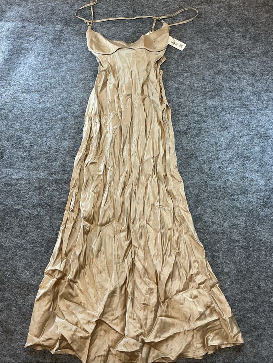 Zara Dresses & Skirts - Zara Satin-Look Slip Maxi Dress in Beige Size M